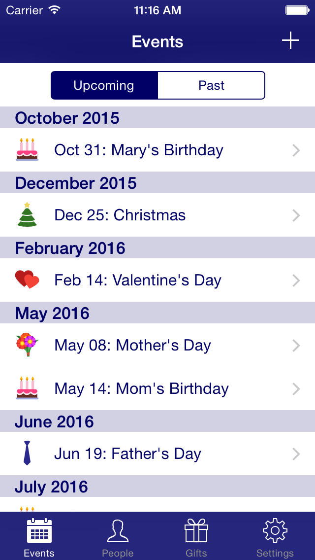 Nifty Gifty Events Screenshot